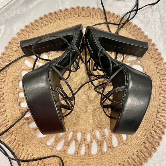 Tony Bianco Jemma Strapy Ankle Tie Heels Black Leather Size 8.5 - Picture 4 of 10